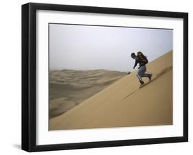 Skiing on Sanddunes, Morocco-Michael Brown-Framed Photographic Print