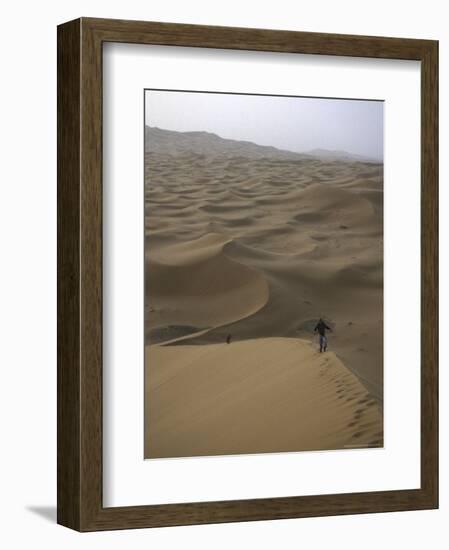 Skiing on Sanddunes, Morocco-Michael Brown-Framed Photographic Print