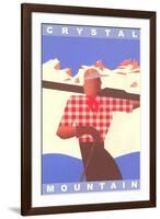 Skiing Poster, Crystal Mountain, Washington-null-Framed Art Print