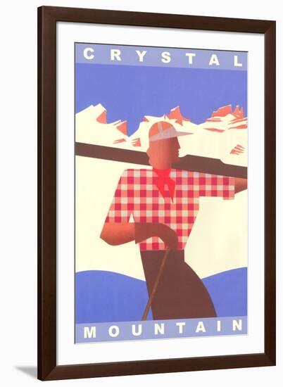 Skiing Poster, Crystal Mountain, Washington-null-Framed Art Print