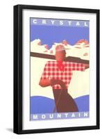 Skiing Poster, Crystal Mountain, Washington-null-Framed Art Print