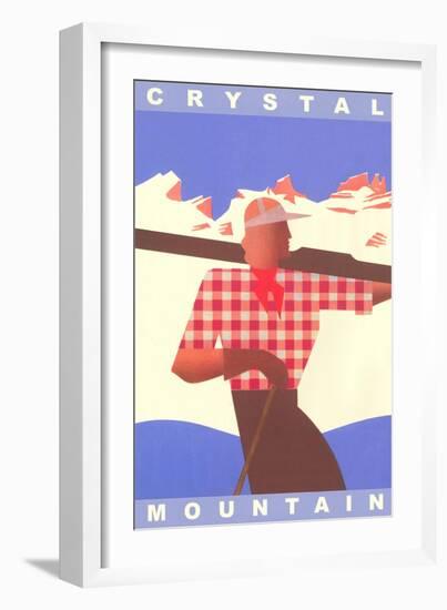Skiing Poster, Crystal Mountain, Washington-null-Framed Art Print