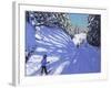 Skiing, Samoens, Grand Massif, France, 2021 (oil on canvas)-Andrew Macara-Framed Giclee Print