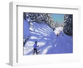 Skiing, Samoens, Grand Massif, France, 2021 (oil on canvas)-Andrew Macara-Framed Giclee Print