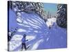 Skiing, Samoens, Grand Massif, France, 2021 (oil on canvas)-Andrew Macara-Stretched Canvas