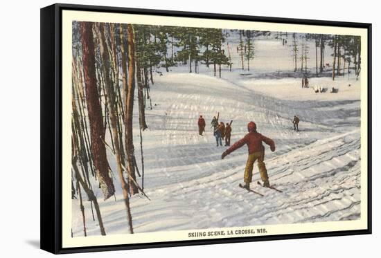 Skiing Scene, La Crosse, Wisconsin-null-Framed Stretched Canvas