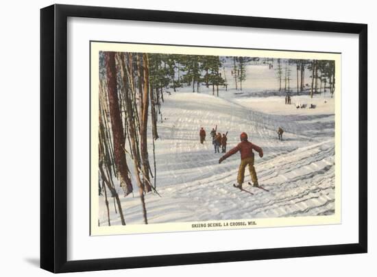 Skiing Scene, La Crosse, Wisconsin-null-Framed Art Print