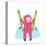 Skiing Sport Child Girl in Winter Clothes with Skies Colorful Cartoon. Happy Kid Holding Skies Near-Popmarleo-Stretched Canvas