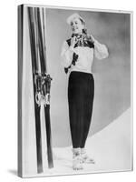 SkIIng Suit with a Wind-Proof Jacket with Lace-Up Front and Contrasting Yoke by Jean Destre-null-Stretched Canvas