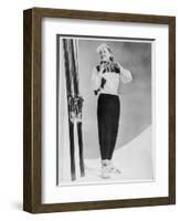 SkIIng Suit with a Wind-Proof Jacket with Lace-Up Front and Contrasting Yoke by Jean Destre-null-Framed Art Print