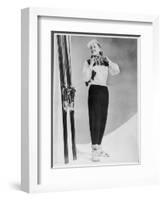 SkIIng Suit with a Wind-Proof Jacket with Lace-Up Front and Contrasting Yoke by Jean Destre-null-Framed Art Print