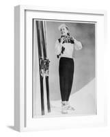 SkIIng Suit with a Wind-Proof Jacket with Lace-Up Front and Contrasting Yoke by Jean Destre-null-Framed Art Print