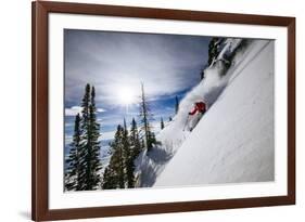 Skiing The Teton Backcountry Powder After A Winter Storm Clears Near Jackson Hole Mountain Resort-Jay Goodrich-Framed Photographic Print