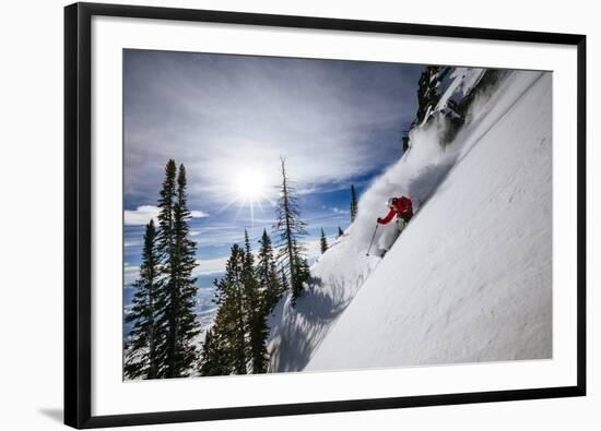 Skiing The Teton Backcountry Powder After A Winter Storm Clears Near Jackson Hole Mountain Resort-Jay Goodrich-Framed Photographic Print