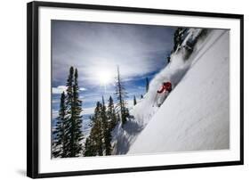 Skiing The Teton Backcountry Powder After A Winter Storm Clears Near Jackson Hole Mountain Resort-Jay Goodrich-Framed Photographic Print