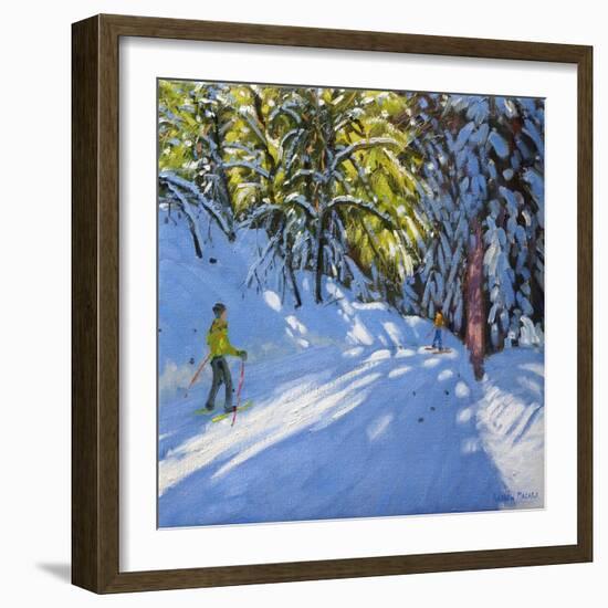 Skiing Through the Woods, La Clusaz, 2012-Andrew Macara-Framed Giclee Print