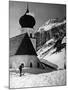 Skiing to Church-null-Mounted Photographic Print