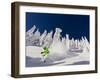 Skiing Untracked Powder on a Sunny Day at Whitefish Mountain Resort, Montana, Usa-Chuck Haney-Framed Photographic Print