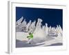 Skiing Untracked Powder on a Sunny Day at Whitefish Mountain Resort, Montana, Usa-Chuck Haney-Framed Photographic Print