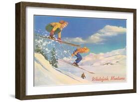 Skiing, Whitefish-null-Framed Art Print