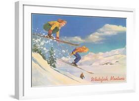 Skiing, Whitefish-null-Framed Art Print