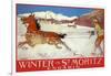 Skiing with Horse, Switzerland, 1907-null-Framed Giclee Print