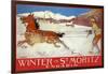 Skiing with Horse, Switzerland, 1907-null-Framed Giclee Print
