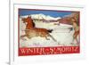 Skiing with Horse, Switzerland, 1907-null-Framed Giclee Print