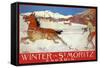 Skiing with Horse, Switzerland, 1907-null-Framed Stretched Canvas