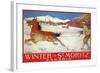 Skiing with Horse, Switzerland, 1907-null-Framed Giclee Print