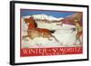 Skiing with Horse, Switzerland, 1907-null-Framed Giclee Print