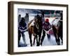 Skijouring, Skiing Behind a Race Horse at Full Gallop, on the Frozen Lake at St,Moritz, Switzerland-John Warburton-lee-Framed Photographic Print