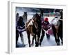 Skijouring, Skiing Behind a Race Horse at Full Gallop, on the Frozen Lake at St,Moritz, Switzerland-John Warburton-lee-Framed Photographic Print