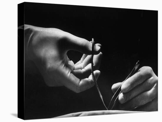 Skilled Hands of a Pediatric Surgeon at John Hopkins Hospital-null-Stretched Canvas