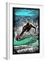 Skimboarder - Scratchboard-Lantern Press-Framed Art Print