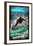 Skimboarder - Scratchboard-Lantern Press-Framed Art Print