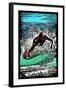 Skimboarder - Scratchboard-Lantern Press-Framed Art Print