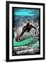 Skimboarder - Scratchboard-Lantern Press-Framed Art Print