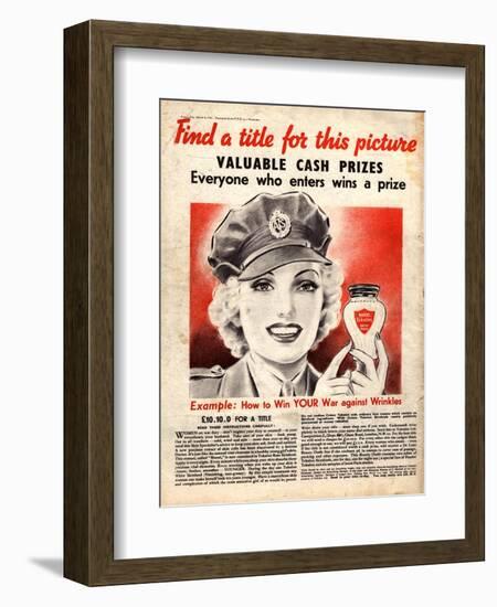 Skin Care Antiageing Anti Ageing WWII Skincare, UK, 1940-null-Framed Giclee Print