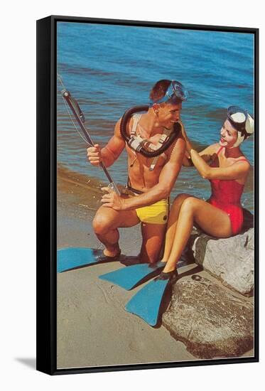 Skin Divers, Retro-null-Framed Stretched Canvas