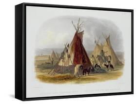 Skin Lodge of an Assiniboin Chief, Plate 16, Travels in the Interior of North America-Karl Bodmer-Framed Stretched Canvas