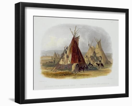 Skin Lodge of an Assiniboin Chief, Plate 16, Travels in the Interior of North America-Karl Bodmer-Framed Giclee Print