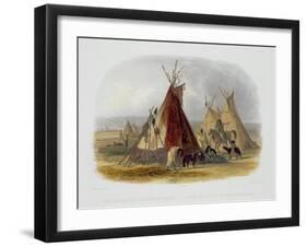 Skin Lodge of an Assiniboin Chief, Plate 16, Travels in the Interior of North America-Karl Bodmer-Framed Giclee Print