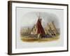 Skin Lodge of an Assiniboin Chief, Plate 16, Travels in the Interior of North America-Karl Bodmer-Framed Giclee Print