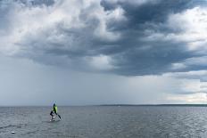 Skip Brown wind surfing into some weather on Sebago Lake, Maine-Skip Brown-Framed Stretched Canvas