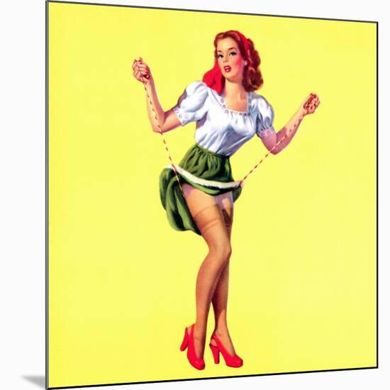 Skip It Pin-Up Caught in Jump Rope c1940s-Edward D'Ancona-Mounted Art Print