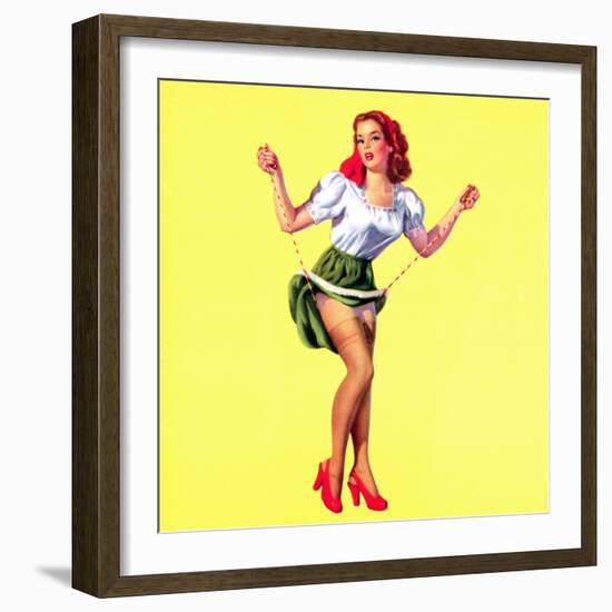 Skip It Pin-Up Caught in Jump Rope c1940s-Edward D'Ancona-Framed Art Print