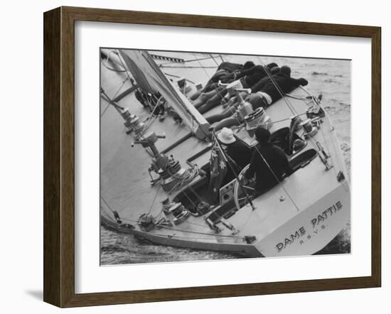 Skipper Jock Sturrock at the Helm of Pattie During America's Cup Trials-null-Framed Photographic Print