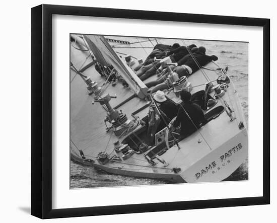 Skipper Jock Sturrock at the Helm of Pattie During America's Cup Trials-null-Framed Photographic Print