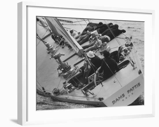 Skipper Jock Sturrock at the Helm of Pattie During America's Cup Trials-null-Framed Photographic Print